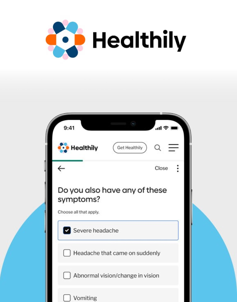 An image showing a screen shot of the Healthily mobile app