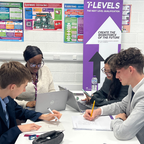 Students working on the task together