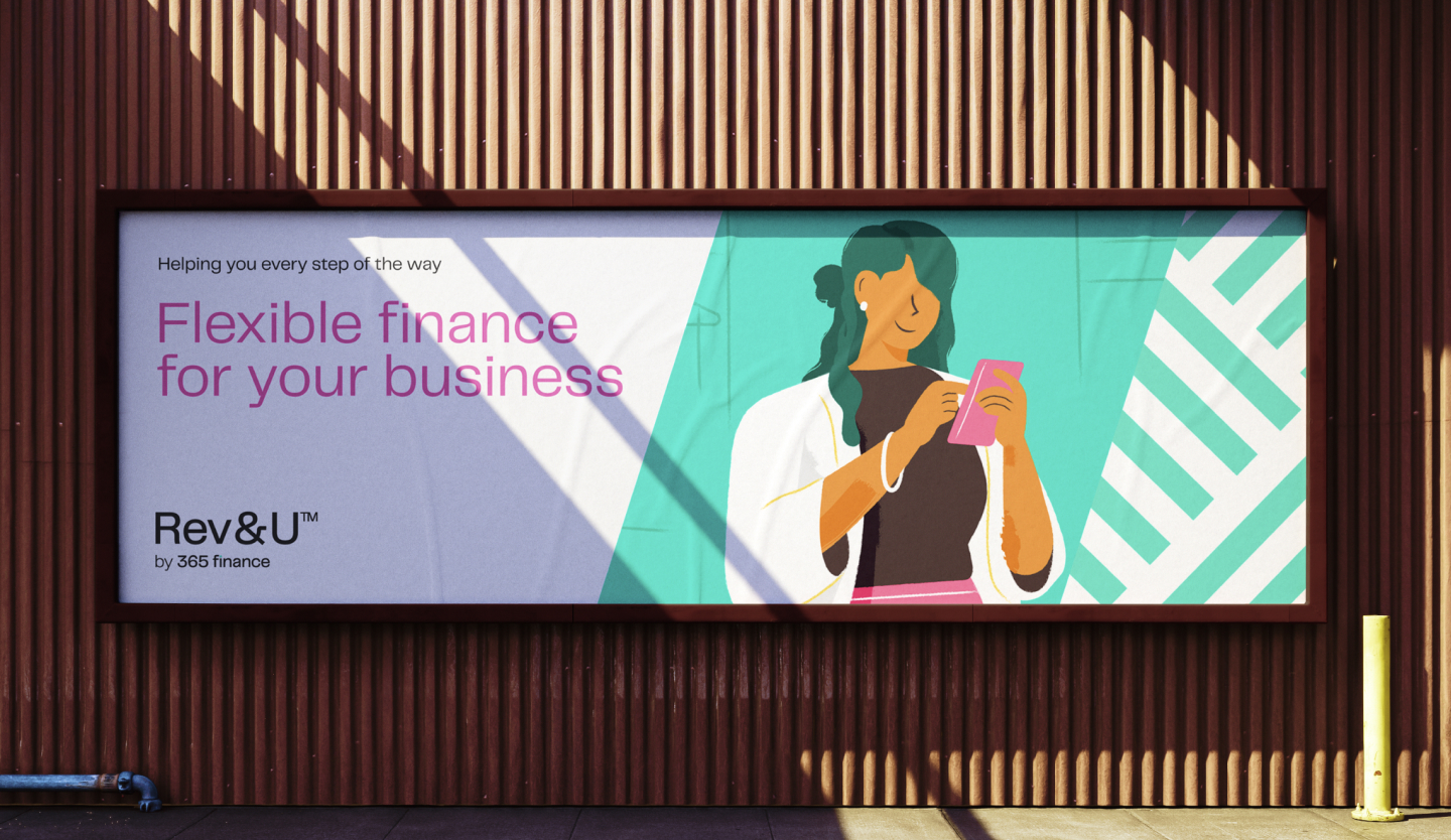 365 finance - showing a billboard advert for Rev&U product